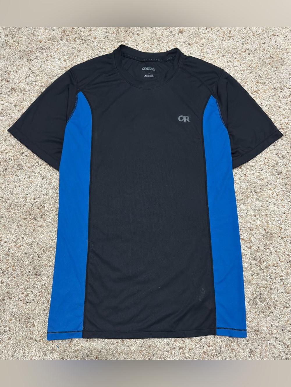 Outdoor Research Mens Echo T Shirt Black Blue Running Lightweight Hiking
